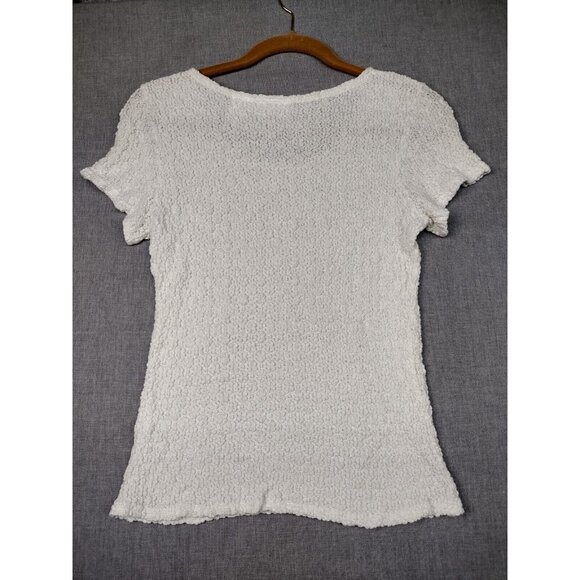 Worthington Essentials Women's White Textured Short Sleeve Scoop Neck Medium - Picture 5 of 5